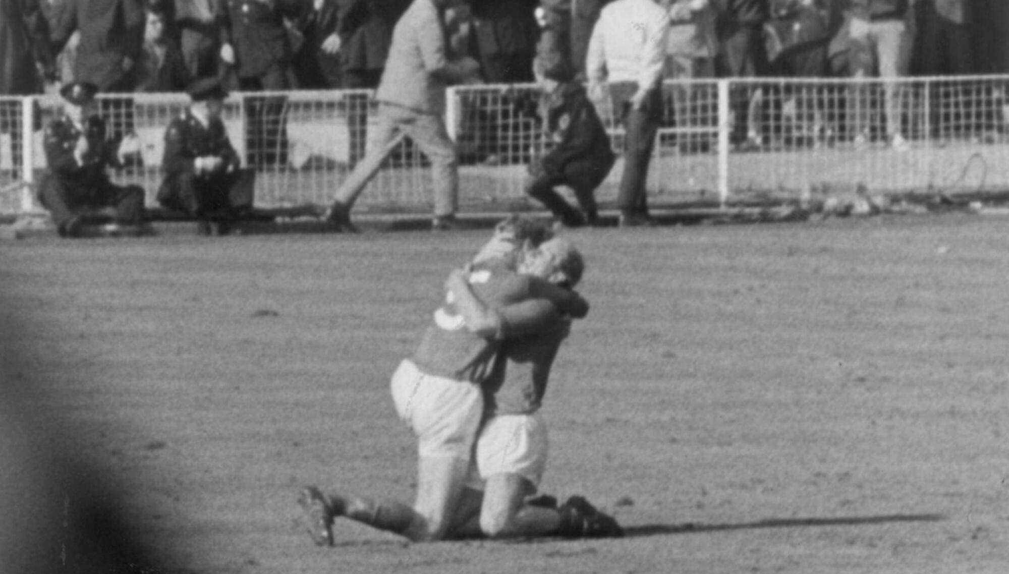 Jack and Bobby Charlton’s Wembley hug was a pure moment for two tangled brothers