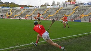 <p> THE FINAL SWING: Blarney's Mark Coleman with his last minute sideline cut against Newcestown during the Co-Op Superstores Senior AHC final at Pairc Ui Chaoimh. Pic: Eddie O'Hare</p>