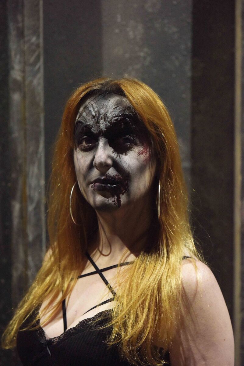 Michelle McGlynn, fully transformed into a creature of the night by the make-up team at the Nightmare Realm Scream Park. Photograph Moya Nolan. Michelle McGlynn, fully transformed into a creature of the night by the make-up team at the Nightmare Realm Scream Park. Photograph Moya Nolan.