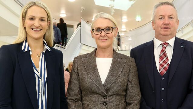 <p>Justice Minster Helen McEntee, Irish Prison Service director general Karen McCaffrey, and prison governor Mark Kennedy at the opening of the new facilities at Limerick Prison. Picture: Brendan Gleeson</p>