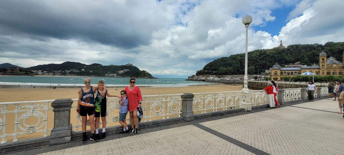 Esther McCarthy with her sons Culann, Finn and Scott in San Sebastian, Basque region, Spain.