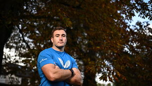 <p>ASPIRATIONS: Jordan Larmour during Leinster Rugby media conference at UCD in Dublin. Pic: Harry Murphy/Sportsfile</p>