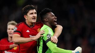 <p>DEFINING MOMENTS: Andre Onana and Harry Maguire of Manchester United celebrate. Pic: Catherine Ivill/Getty Images</p>
