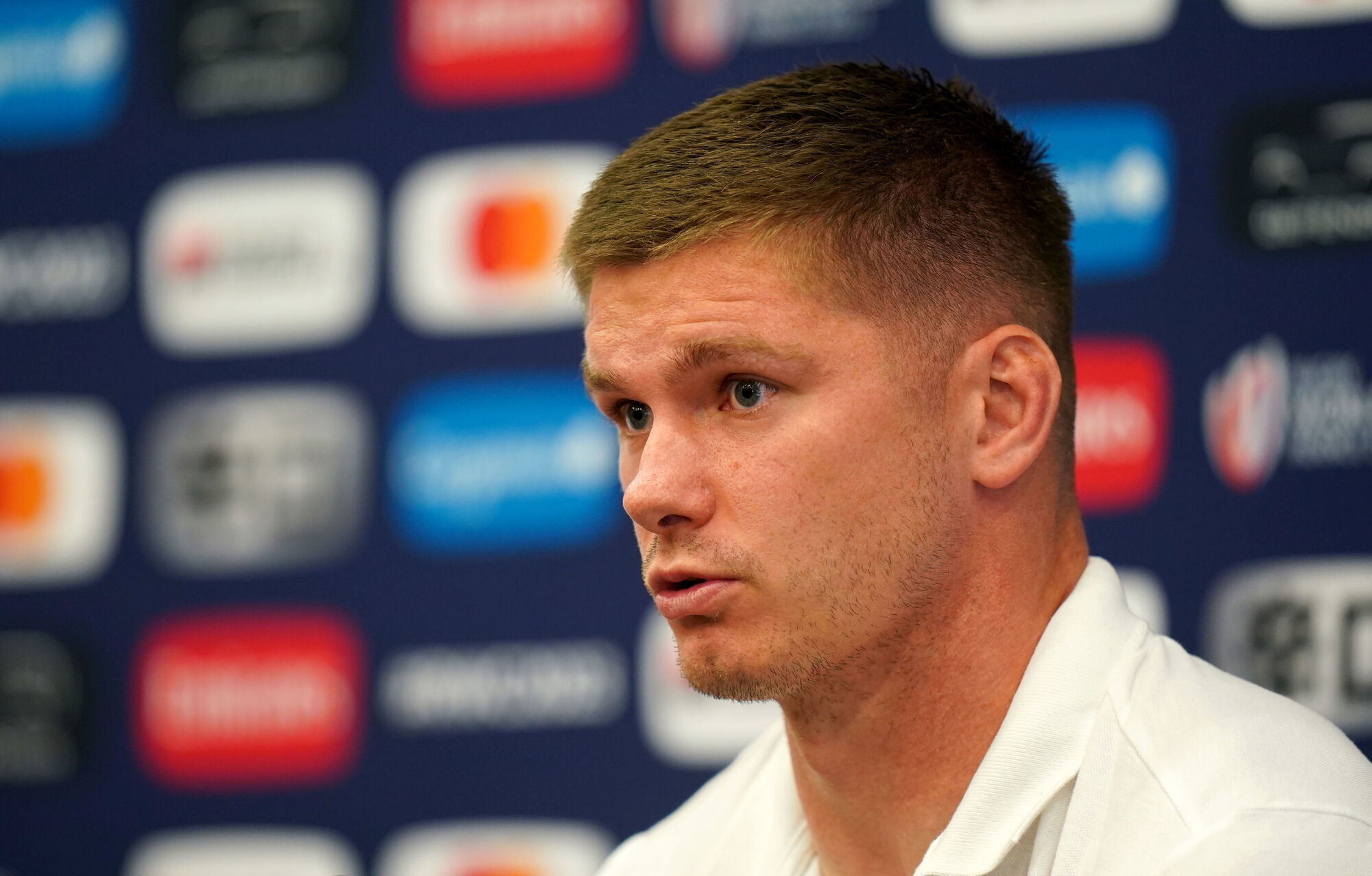 HITTING OUT: England captain Owen Farrell during press conference at the INSEP in Paris. Photo credit: Adam Davy/PA Wire.