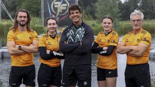 <p>Donncha O'Callaghan with his team in the new series of Ireland's Fittest Family</p>