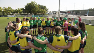 <p>READY FOR SPAIN: Head Coach Scott Bemand speaks to the team. Pic: ©INPHO/Martin Seras Lima</p>
