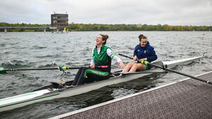 <p>OLYMPIC YEAR: Team Ireland rowers Fiona Murtagh, left, and Aifric Keogh during a Team Ireland rowing training camp at Vaires Sur Marne in Paris, France. The Nautical Stadium at Vaires-sur-Marne will host the Olympic and Paralympic rowing and canoe-kayak events at the 2024 Paris Olympic Games. Pic: Brendan Moran/Sportsfile</p>