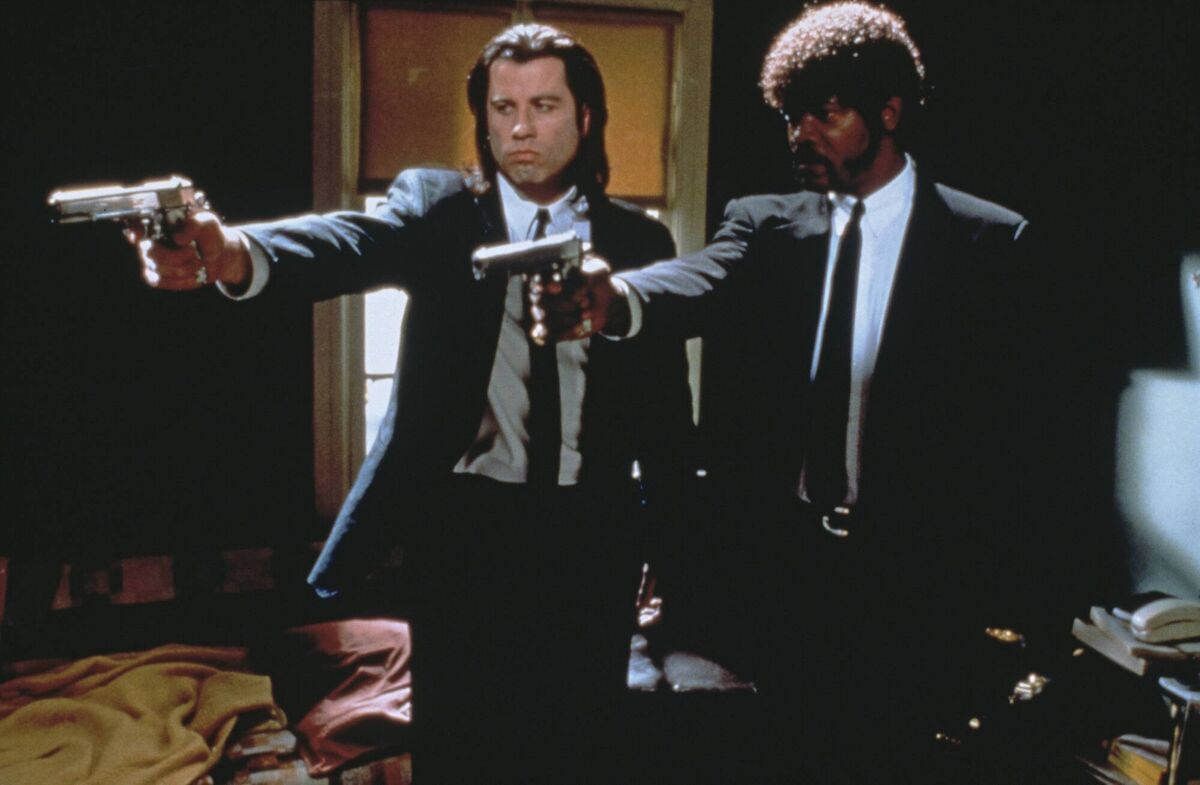 John Travolta and Samuel L Jackson in a scene from Pulp Fiction. John Travolta and Samuel L Jackson in a scene from Pulp Fiction.