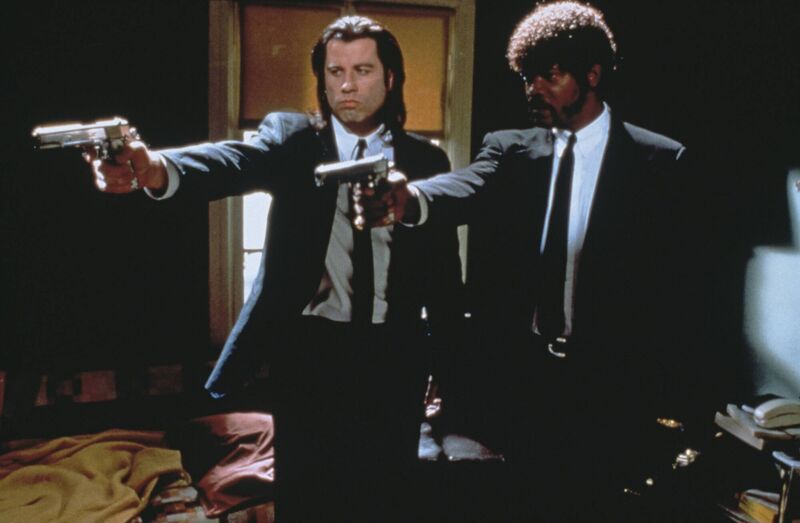 John Travolta and Samuel L Jackson in a scene from Pulp Fiction.