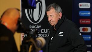 <p>UNDERDOG: New Zealand's head coach Ian Foster leaves after a media briefing in Rueil-Malmaison, France. (AP Photo/Themba Hadebe)</p>