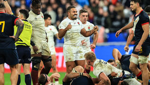 <p>THIRD PLACE: England’s Ollie Lawrence celebrates after winning.Pic Credit ©INPHO/Billy Stickland</p>