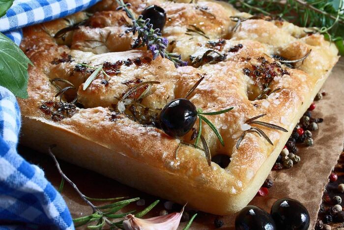Gluten-Free Focaccia with Rosemary, Olives & Sea Salt