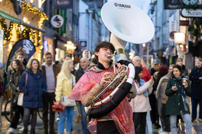 Rebel Brass take to the streets of Cork City during The Big Fringe at the Guinness Cork Jazz Festival. Picture: Darragh Kane Rebel Brass take to the streets of Cork City during The Big Fringe at the Guinness Cork Jazz Festival. Picture: Darragh Kane