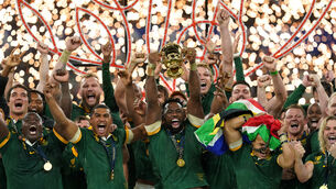 <p>LEADER FOR THE AGES: South Africa's Siya Kolisi lifts the Webb Ellis Cup with team-mates following victory in the Rugby World Cup 2023 final against the All Blacks.</p>