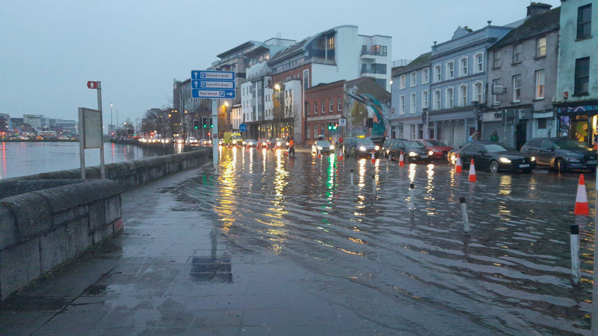 Flooding on Lavitt's Quay on Sunday evening. Picture: Cork City Council/ X