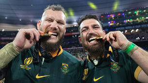 <p>RETURNING REDS: South Africa’s RG Snyman and Jean Kleyn celebrate. Pic: ©INPHO/Dan Sheridan</p>