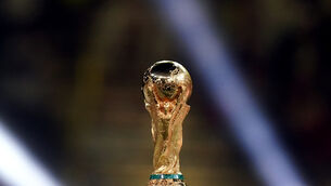 <p>A general view of the FIFA World Cup Trophy. Pic: Mike Egerton/PA Wire</p>