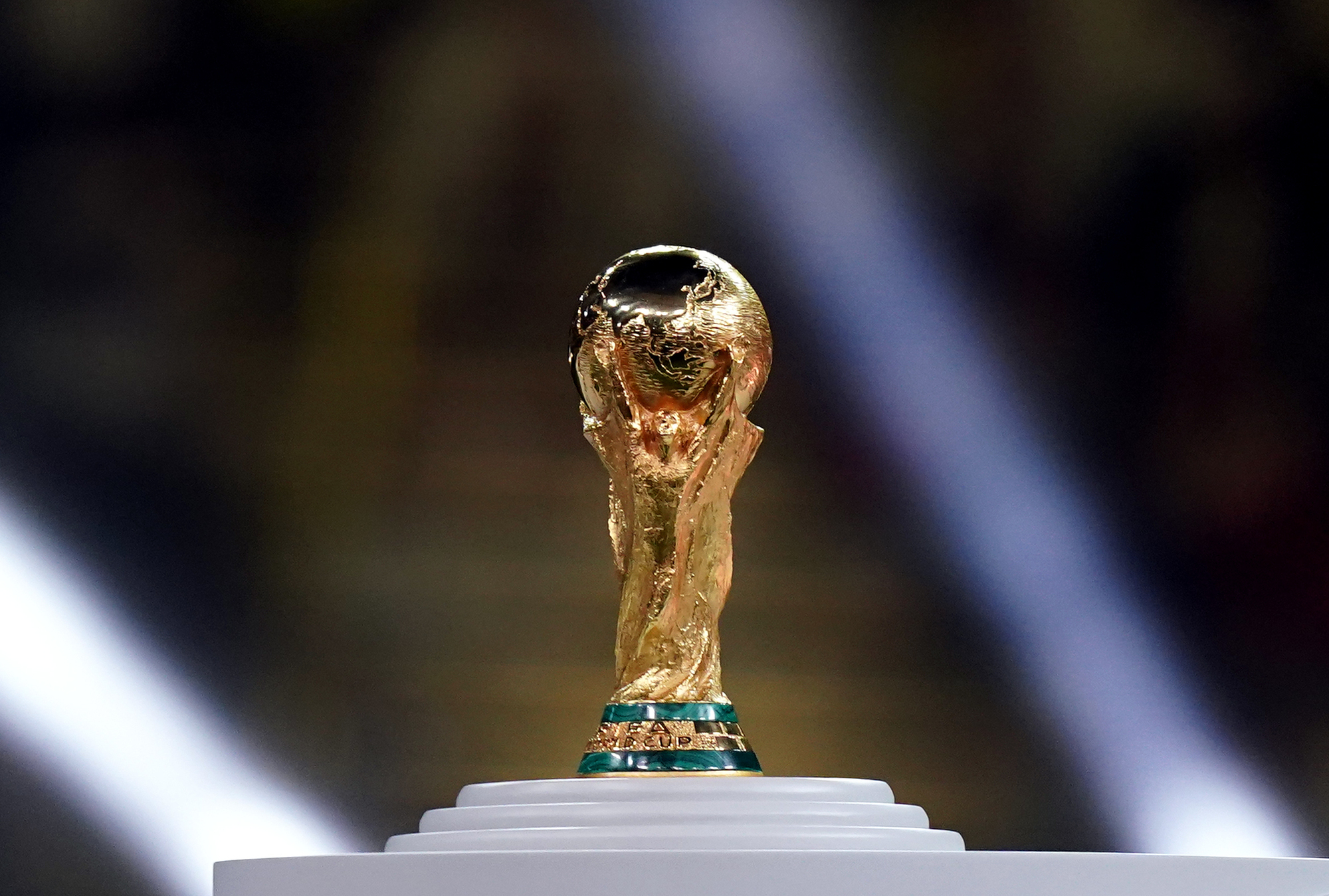 A general view of the FIFA World Cup Trophy. Pic: Mike Egerton/PA Wire