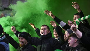 <p>SIGNED, SEALED...: Shamrock Rovers supporters celebrate after the SSE Airtricity Premier Division match between Cork City and Shamrock Rovers at Turner's Cross in Cork. Pic: David Fitzgerald/Sportsfile</p>