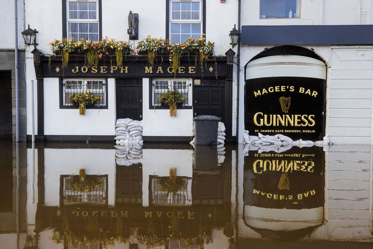 Flood water surrounds Magee's Bar in Newry Town, Co Down.. Picture: PA Wire Flood water surrounds Magee's Bar in Newry Town, Co Down.. Picture: PA Wire