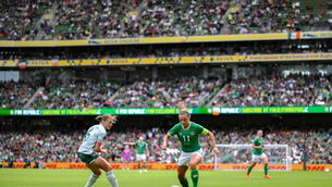 <p>ANOTHER BIG OCCASION: Katie McCabe of Republic of Ireland in action against Caragh Hamilton of Northern Ireland during the UEFA Women's Nations League B1 match between Republic of Ireland and Northern Ireland at the Aviva Stadium. Pic: Stephen McCarthy/Sportsfile</p>