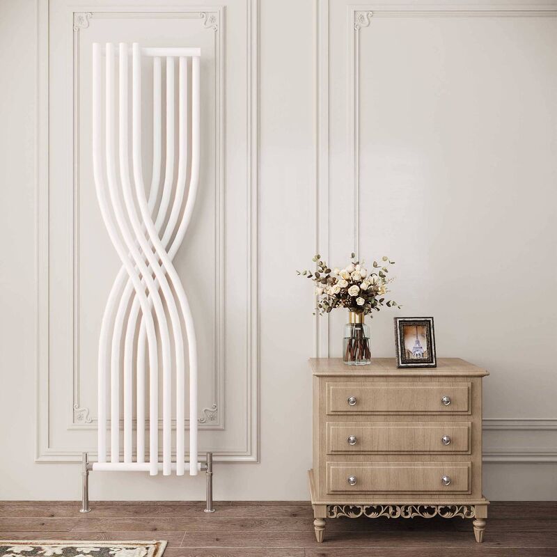 Hudson Reed Xcite radiator in gloss white. In the bathroom, match your radiator colour to your exposed shower valves. €259, Bath Schack.