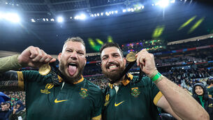 <p>BIG ENERGY: South Africa’s RG Snyman and Jean Kleyn celebrate. Pic: ©INPHO/Dan Sheridan</p>