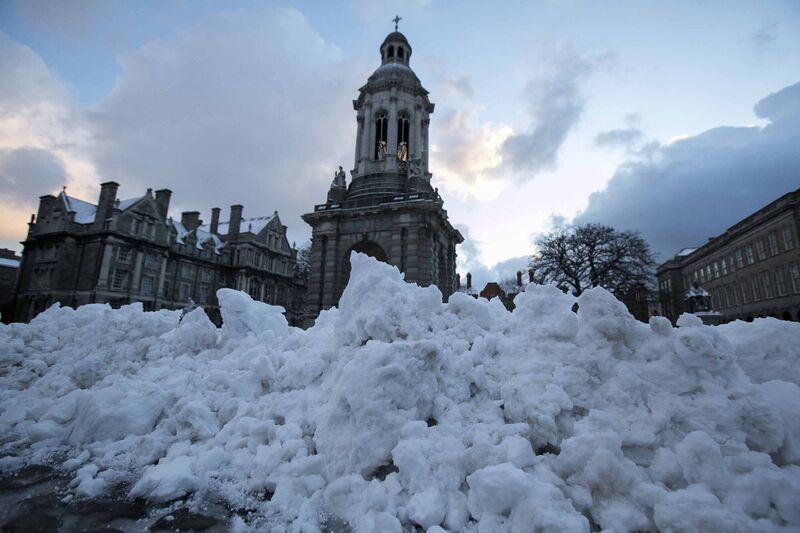 Trinity College in Dublin covered in snow and ice during the Beast from the East in 2018. Trinity College in Dublin covered in snow and ice during the Beast from the East in 2018.