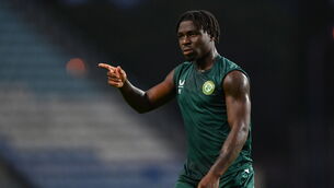 <p>MAKING AN IMPRESSION: Festy Ebosele during a Republic of Ireland training session. Pic: Stephen McCarthy/Sportsfile</p>