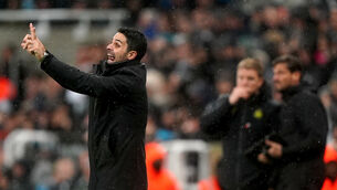 <p>NOT A HAPPY CAMPER: Arsenal Manager, Mikel Arteta, reacts during the Premier League match at St. James' Park. Pic: Owen Humphreys/PA Wire.</p>