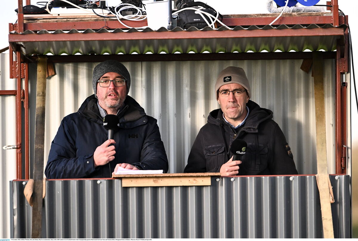Killian Whelan and Johnny Doyle on commentary duty. Photo by Piaras Ó Mídheach/Sportsfile