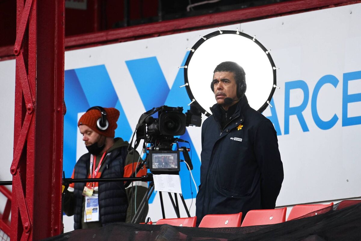 TV Commentator Chris Kamara is seen in the stands during the Sky Bet Championship match between Barnsley and Middlesbrough at Oakwell Stadium.(Photo by Ross Kinnaird/Getty Images)