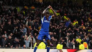 <p>Chelsea's Nicolas Jackson celebrates scoring his side's fourth goal.</p>