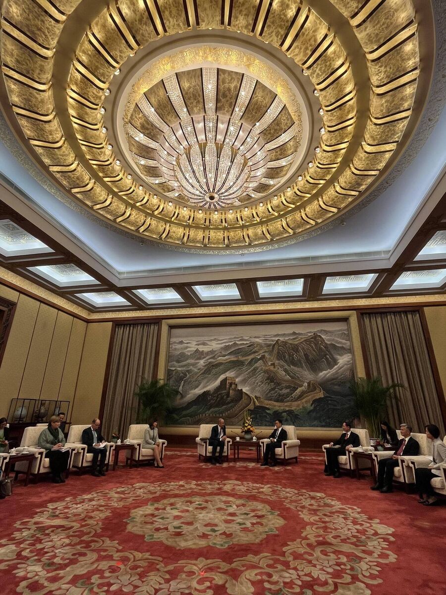 Tánaiste Micheál Martin and the Irish delegation meeting China's vice president Han Zheng and Chinese officials in the Great Hall of the People in Beijing, China, on Monday. Tánaiste Micheál Martin and the Irish delegation meeting China's vice president Han Zheng and Chinese officials in the Great Hall of the People in Beijing, China, on Monday.