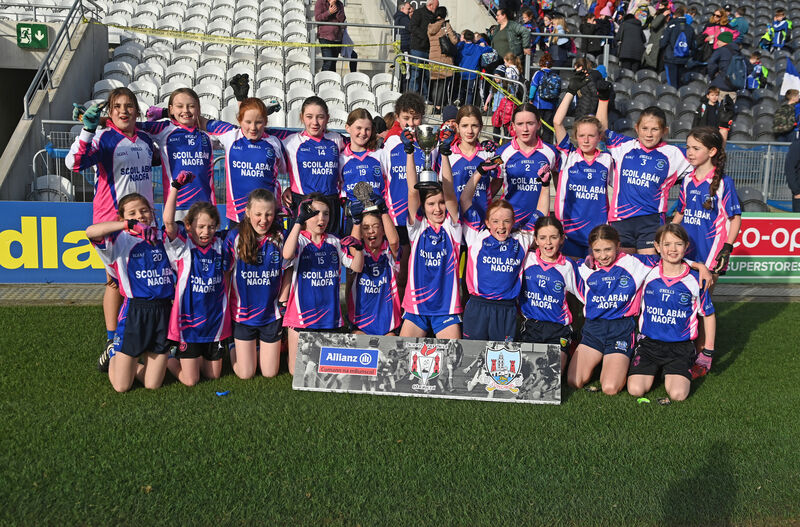Scoil Abán Baile Mhuirne players celebrate after defeating Canovee in the Allianz Sciath Na Scol DGF7 final at Pairc Ui Chaoimh. Picture; Eddie O'Hare Scoil Abán Baile Mhuirne players celebrate after defeating Canovee in the Allianz Sciath Na Scol DGF7 final at Pairc Ui Chaoimh. Picture; Eddie O'Hare