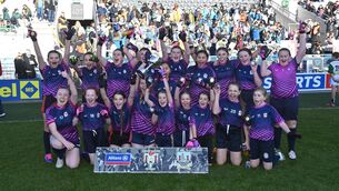 <p>CHAMPIONS: The winning Scoil Padre Pio team with the trophy after their Urban DGF1 match at the Allianz Ireland Sciath na Scol football finals at Páirc Ui Chaoimh. Picture Dan Linehan</p>