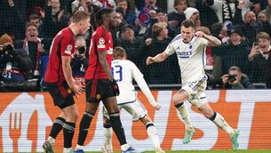 <p>CONTRAST: Copenhagen's Lukas Lerager celebrates scoring. Photo credit: Zac Goodwin/PA Wire.</p>
