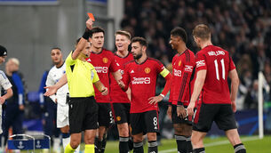Marcus Rashford’s red card led to Manchester United’s downfall (Zac Goodwin/PA)