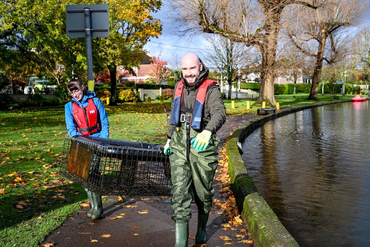 Members of the CSPCA set terrapin/turtle traps in the Lough, Cork: Picture Chani Anderson Members of the CSPCA set terrapin/turtle traps in the Lough, Cork: Picture Chani Anderson