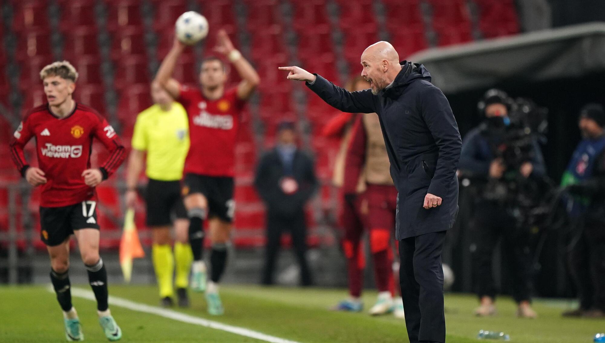 Manchester United manager Erik ten Hag on the touchline during the UEFA Champions League Group A match at the Parken Stadium, Copenhagen. Picture: Zac Goodwin/PA Wire 