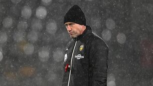 <p>WET AND WILD: La Rochelle's coach Ronan O'Gara stands on the pitch ahead of the French Top14 rugby union match between Stade Rochelais (La Rochelle) and Aviron Bayonnais (Bayonne) at the Marcel-Deflandre stadium in La Rochelle, western France on November 11, 2023. Pic: XAVIER LEOTY/AFP</p>