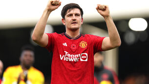 <p>BACK IN THE FRAME: Manchester United's Harry Maguire celebrates after the final whistle.</p>