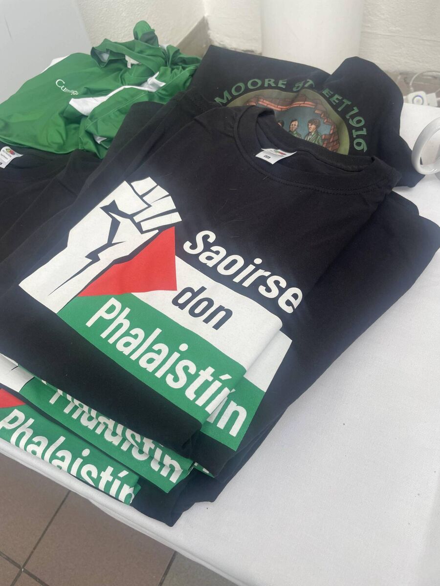 There was a large array of Palestinian-themed merchandise. There was a large array of Palestinian-themed merchandise.