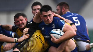 <p>LEADING BY EXAMPLE: Dan Sheehan of Leinster is tackled by Ryan Woodman of Dragons during the United Rugby Championship match between Dragons and Leinster at Rodney Parade in Newport, Wales. Pic: Harry Murphy/Sportsfile</p>