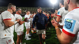 <p>Munster’s Diarmuid Barron dejected after the loss to Ulster</p>