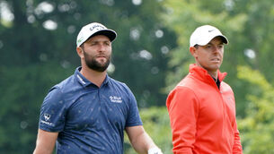 <p>Jon Rahm (left) has no desire to replace Rory McIlroy on the PGA Tour’s policy board. Pic: Jane Barlow/PA</p>