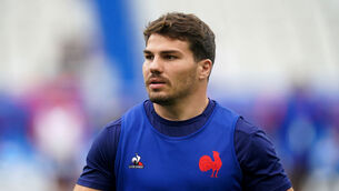 <p>SOMETHING NEW: France's Antoine Dupont during a training session at the Stade de France. Pic: Adam Davy/PA Wire</p>