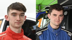 <p>CONTENDERS: Cavan's Craig Rahill (19) pictured left and Strabane's Ryan Caldwell (21) are two of the seven nominees for the 2023 Billy Coleman Young Driver of the Year award. The interview process take place on Wednesday next. Pic(s): Martin Walsh. </p>