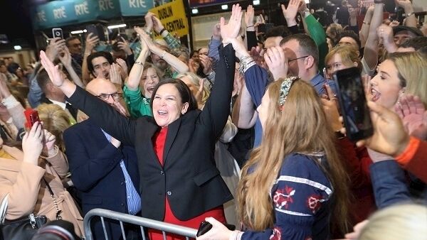 Sinn Féin president Mary Lou McDonald celebrates after being elected at the General Election 2020 Count centre in Dublin. Picture: Leah Farrell/RollingNews.ie