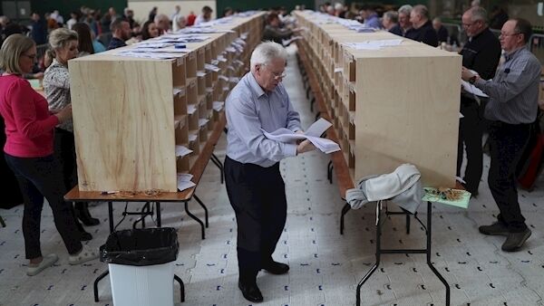 Counting staff at Nemo Rangers GAA club in Cork. Pic: PA